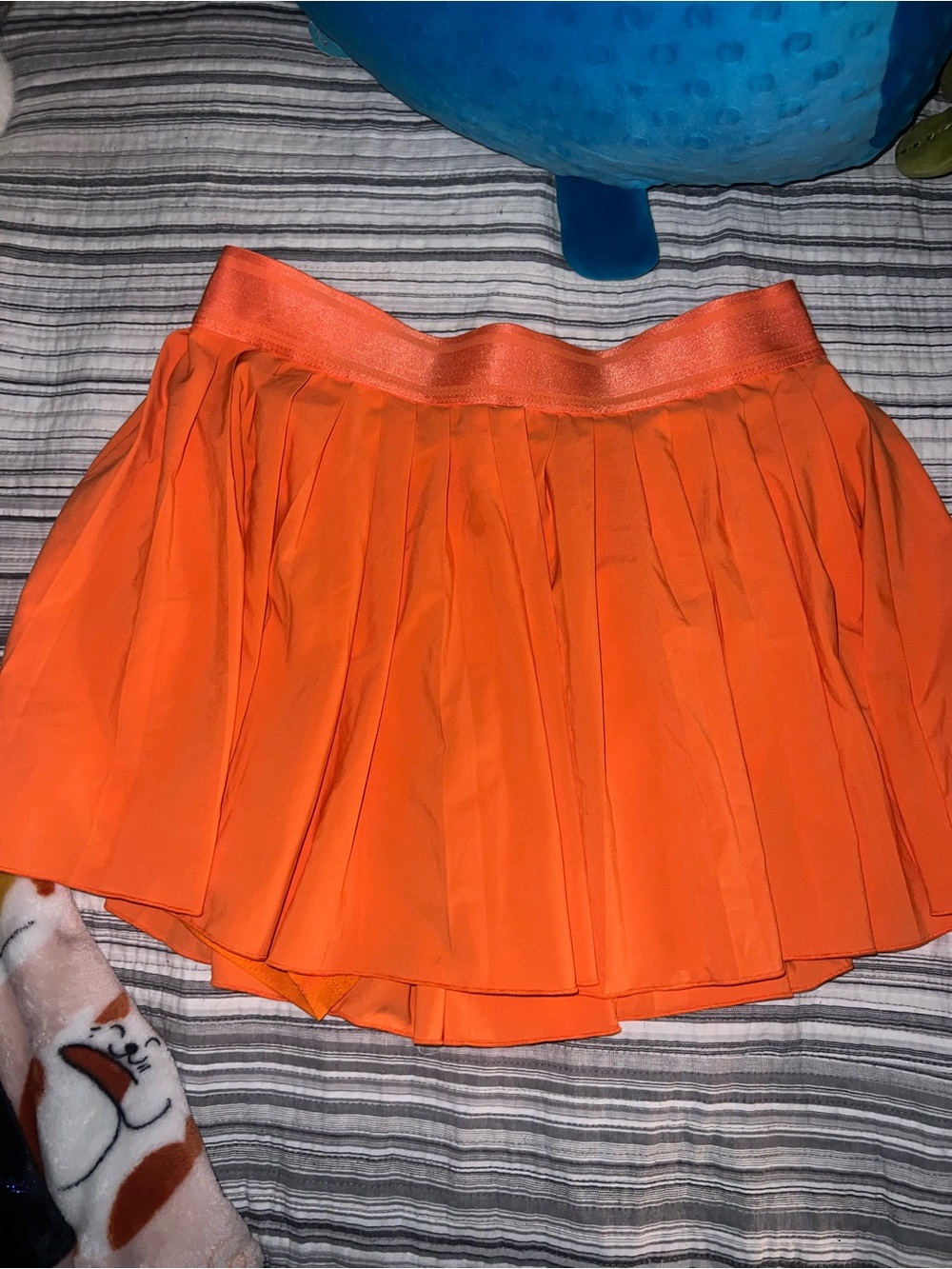 Women's Orange Pleated Skater Skirt